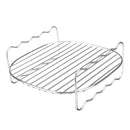 Stainless Steel Air Fryer Baking Tray BBQ Grill Rack w/ Skewers Brush for Cooking Grilling Drying