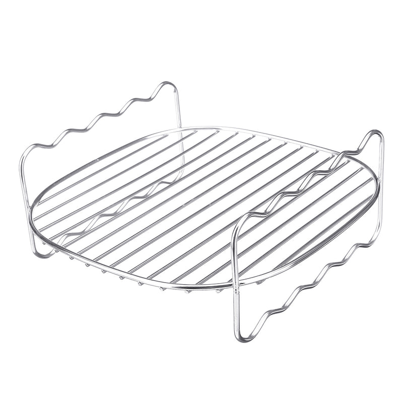 Stainless Steel Air Fryer Baking Tray BBQ Grill Rack w/ Skewers Brush for Cooking Grilling Drying