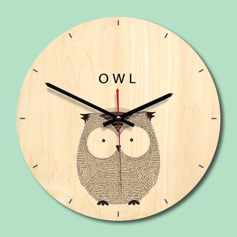 Wooden Wall Clock Livingroom Wood Animal Printing Painting Wall Clock Creative Clock Home Decor