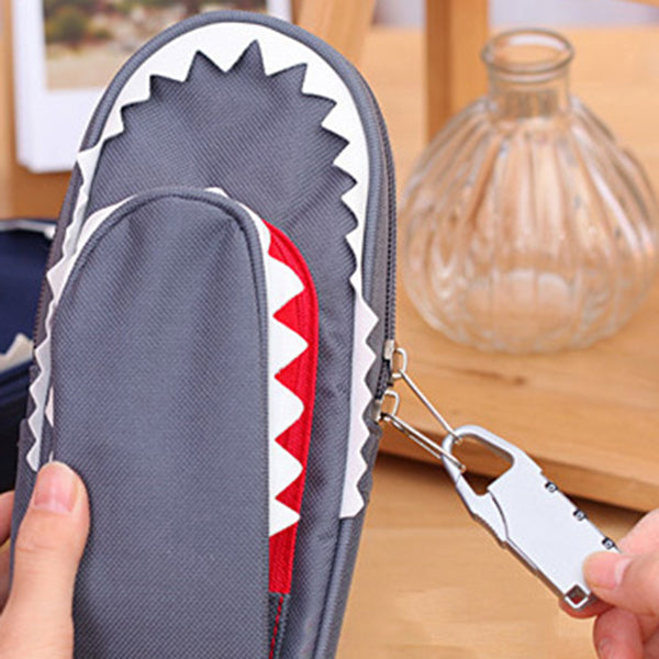 WAM PC-CB01 Shark Pencil Case Children School Pen Pouch Bag  Boys Stationery with Lock