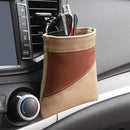 Leather Car Air Vent Storage Bag Phone Holder Sundries Storage Bucket Hanging Pocket Pouch