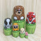 6Pcs/Set Wooden Animals Hand Painted Russian Nesting Dolls Matryoshka Dolls Toys Home Decorations
