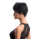 4 Inch Black Short Straight Synthetic Hair Wigs Kabekalon Bang Women Lady