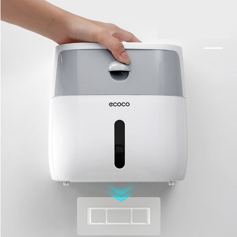 Ecoco Double Layer Toilet Paper Holder Waterproof Tissue Box Wall Mounted Toilet Roll Dispenser Portable Toilet Paper Holders