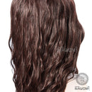 NAVIS Long Curly Brown Synthetic Hair Wig Matt High-Temperature Wavy Side Bang Wigs