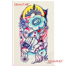 Colorful Fish Flower Pattern Totem Arm Back Temporary Tattoo Sticker Decal