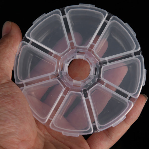 5Pcs 8 Compartments Clear Round Beads Display Storage Plastic Case Box