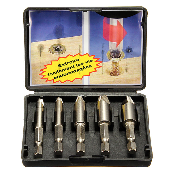 5PCS Screw Easy Speed Out Extractor Remover Hex shank Drill Set
