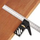 Drillpro Adjustable 300mm Aluminum Alloy Square 45 Degree Angle Scriber Steel Ruler Woodworking Line Locator Ruler DIY Carpenter Measuring Tool
