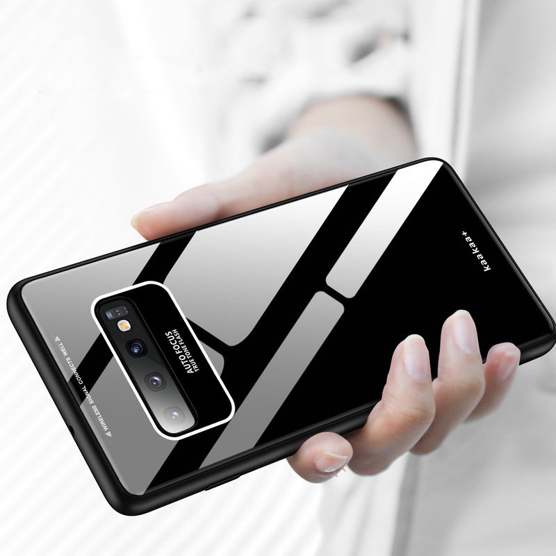 Bakeey Luxury Lycra Series Shockproof Tempered Glass Back Cover Protective Case for Samsung Galaxy S10 Plus
