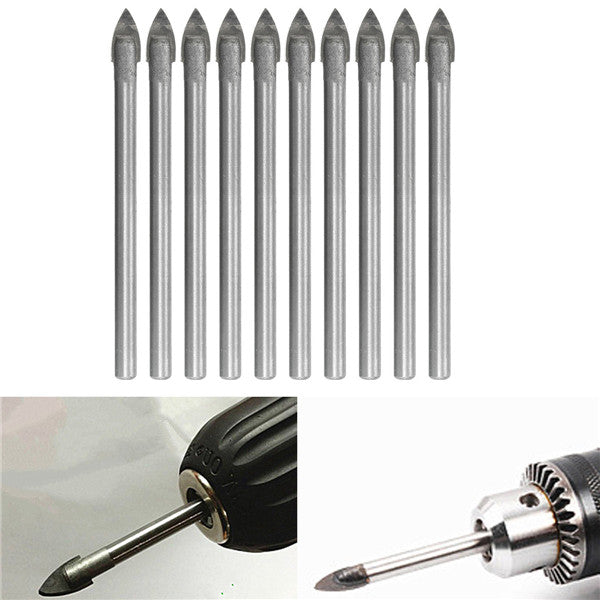 10pcs 6mm Spear Point Head Drill Bits Carbide Ceramic Marble Tile Glass Drill Bit Set