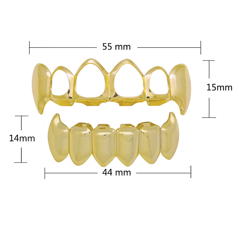 4 Colors Hiphop Grillz Hip Hop Gold Braces Teeth Jewelry Set