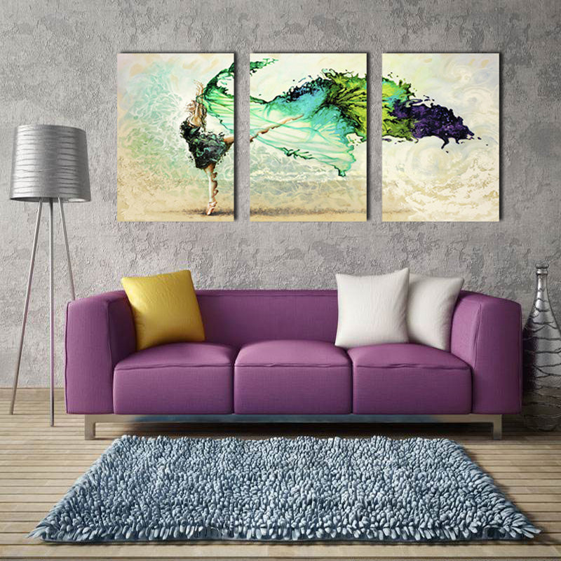 Miico Hand Painted Three Combination Decorative Paintings Dancing Youth Wall Art For Home Decoration