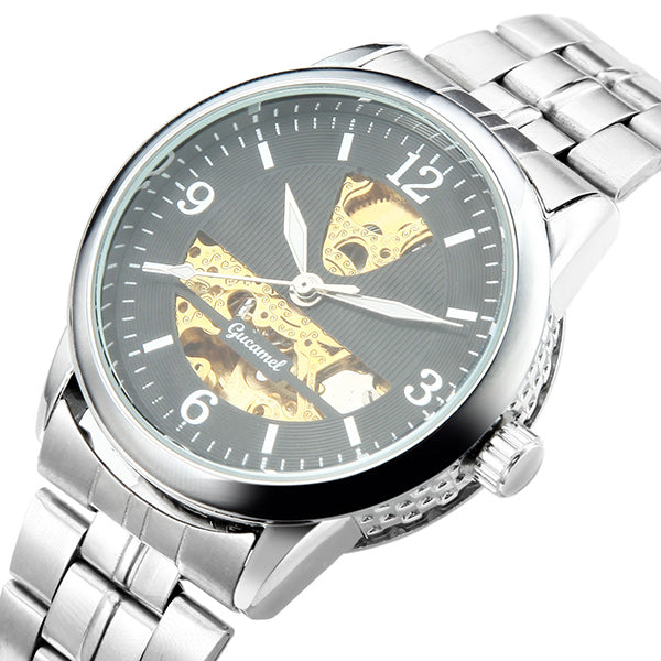 Gucamel GT01 Skeleton Stainless Steel Band Mechanical Men Watch