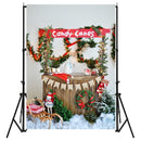 5x7FT Christmas Tree Snow Lights Flags Canned Candy Photography Backdrop Studio Prop Background