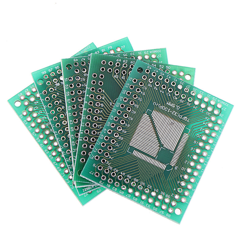 5pcs QFP TQFP LQFP FQFP 32 44 64 80 100 LQF SMD Turn To DIP Adapter PCB Board Converter Plate 0.5/0.8 mm IC Adapter Socket