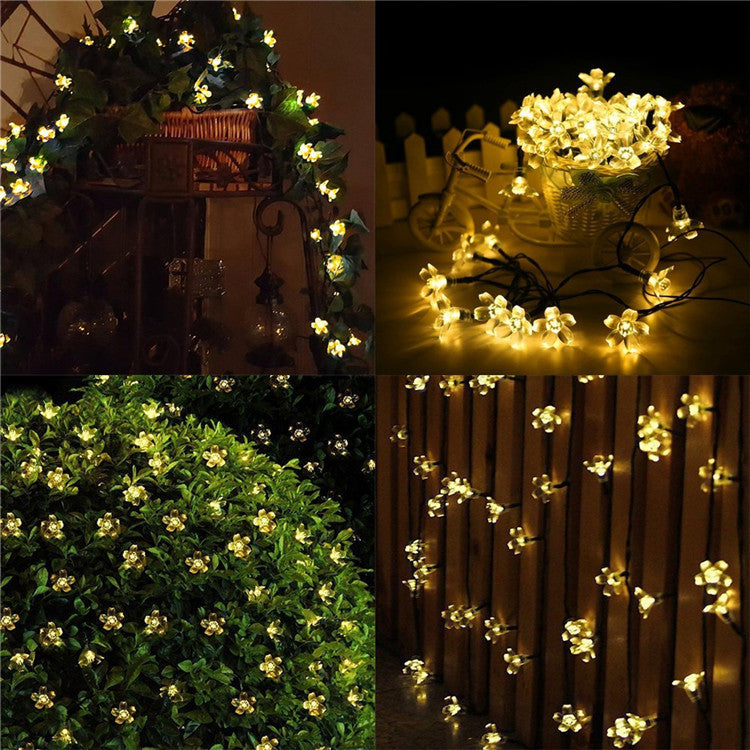 Solar Powered 6M 30LEDs Blossom Flower Outdoor Fairy String Lights for Christmas Wedding Party