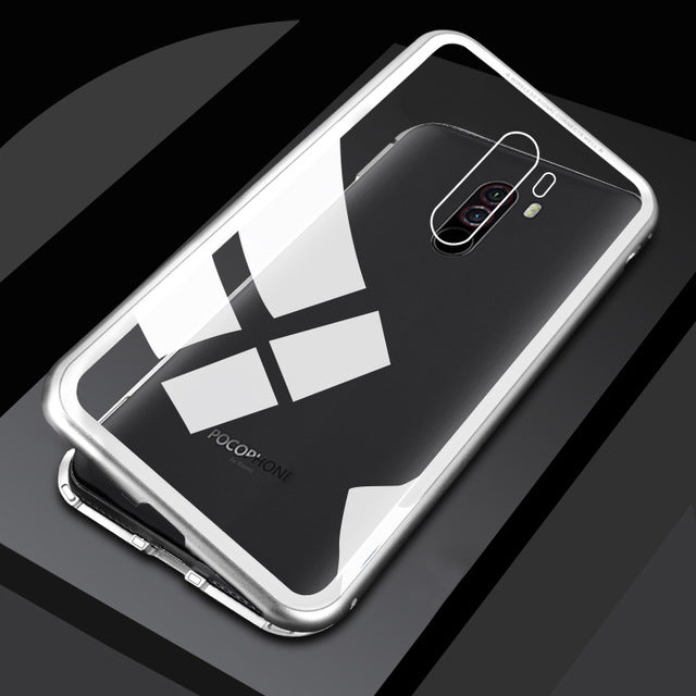 Bakeey 360 Magnetic Adsorption Metal Tempered Glass Flip Protective Case for Xiaomi Pocophone F1