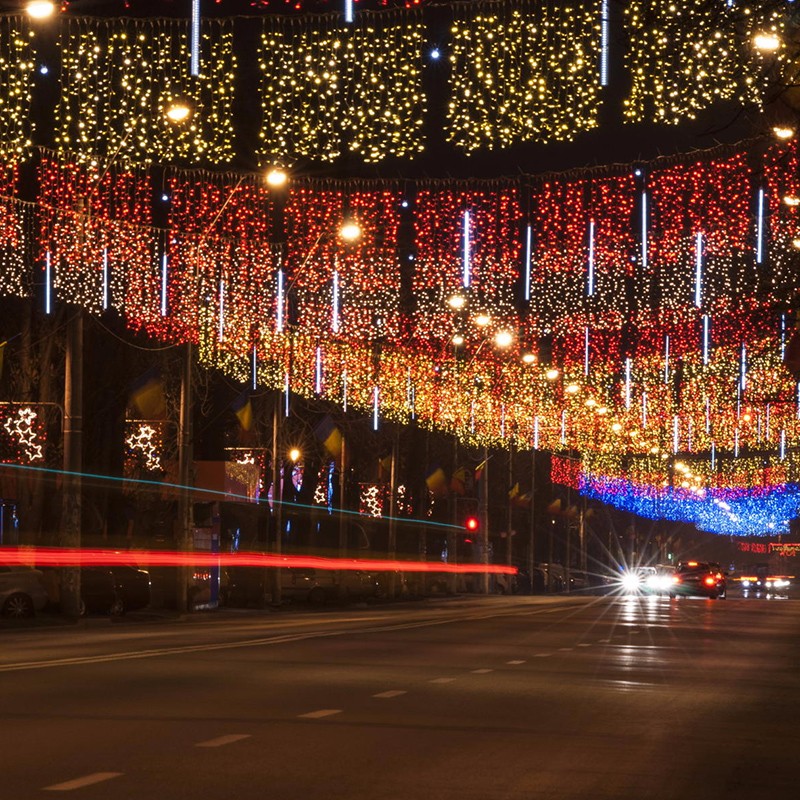 Outdoor 30cm USB LED Meteor Shower Rain 8 Tubes Xmas Light with US Plug