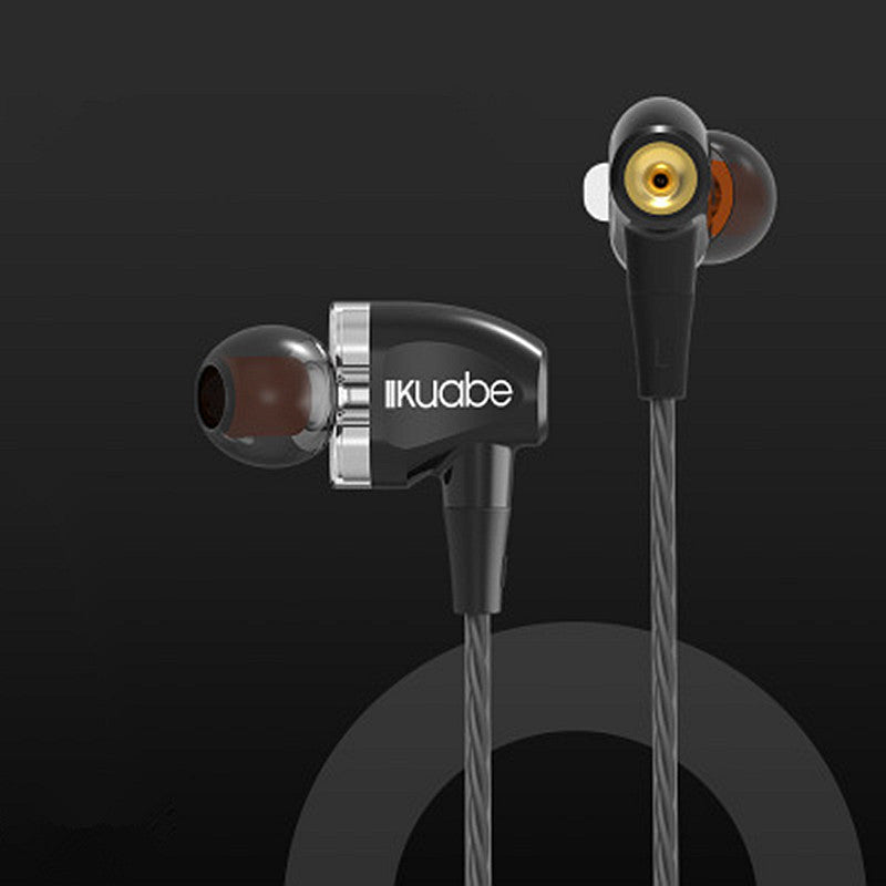 Dual Dynamic Drivers Wired Control Earphone Heavy Bass HIFI 3.5mm Jack In-ear Sport Headset With Mic