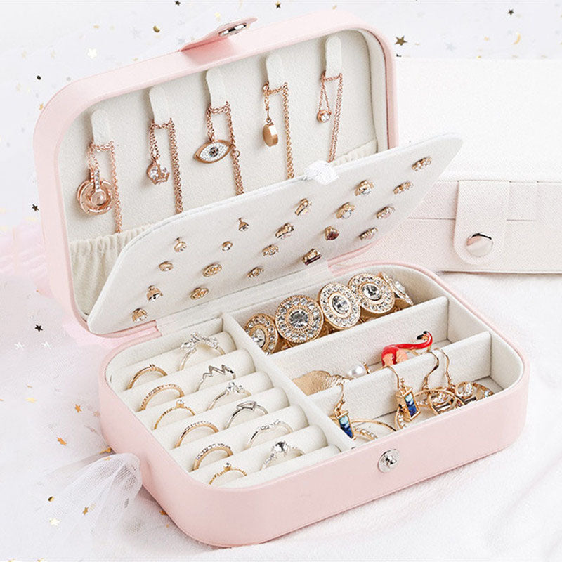Girl Earrings Plate Jewelry Box Organizer Leather Earrings Ring Multi-function Jewelry Storage Box Bin