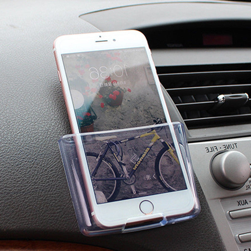 Universal Transparent Storage Box Dashboard Car Mount Phone Holder for iPhone Xiaomi Cell Phone