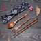 3Pcs/set Portble Wooden Chopsticks Spoon Fork Tableware Japanese Style With Storage Bag