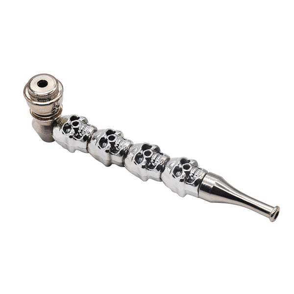 New Metal Water Pipes Silver four-piece Personality Pipe with Cap