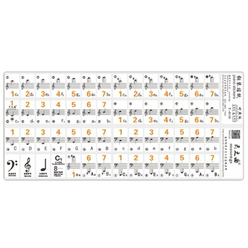 Piano Keyboard Musical Note Sticker for 61 Keys Electronic Keyboard Piano