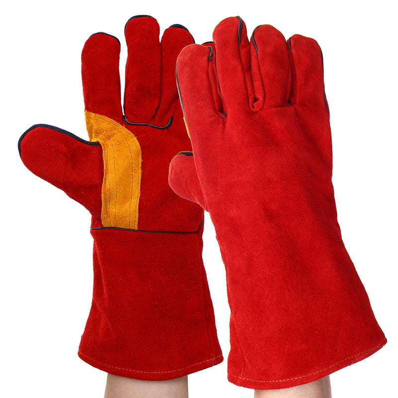 35cm Heavy Duty Black MIG Welding Gloves Gauntlets Welders Leather Thicken Glove