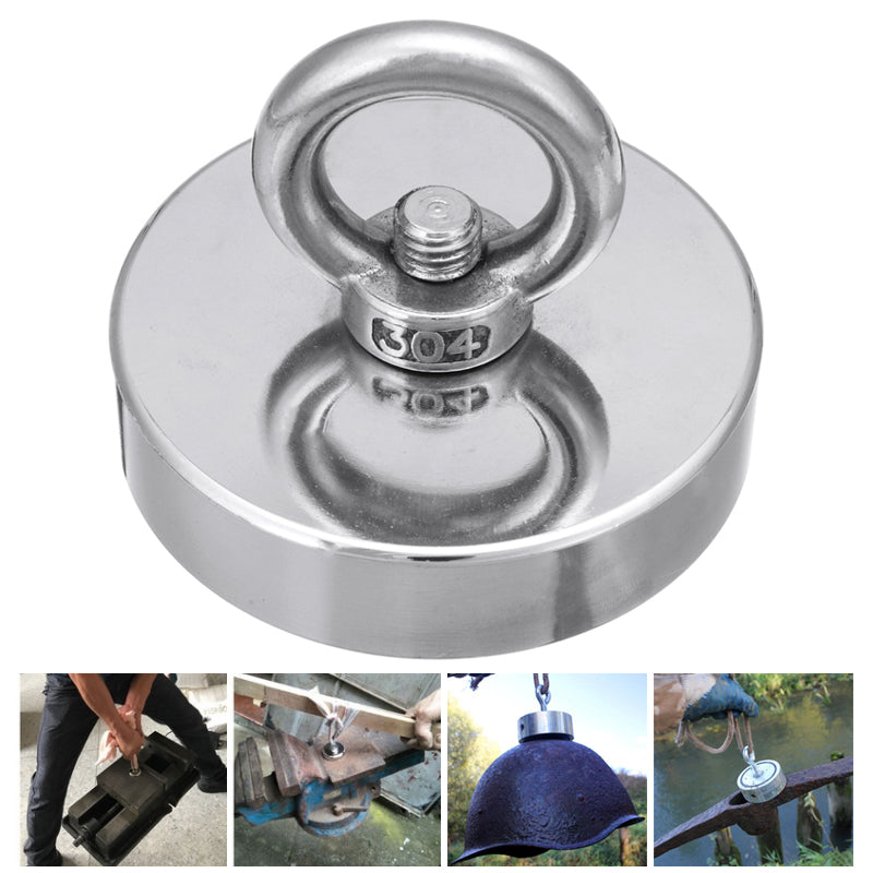 D80mm Neodymium Magnet  400KG Salvage Recovery Fishing Magnet for Detecting Metal Treasure