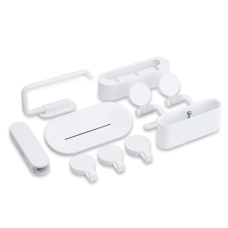 10PCS Bathroom Hook Sets 3M Tape Mop Holder Clip Rack Soap Dishes Toothbrush