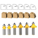 6pcs 1/2 Inch Shank Round Over Edging Router Bit
