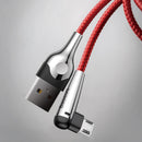 Baseus Double-insertion Reversible Micro USB 90 Degree Angle LED Light Fast Charging Data Cable 2M