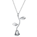 Trendy Three-color Rose Flower Pendant Necklace Valentine's Day Gift Ladies Jewelry