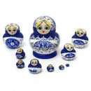 1 Set 10Pcs Russian Dolls Wooden Hand Painted Nesting Babushka Matryoshka Present Gift