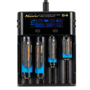 Alonefire D4  4slots 2A LCD Screen Display Smart Charger for 18650 26650 21700 Universal Battery USB Charging AA AAA Intelligent Fast Charger