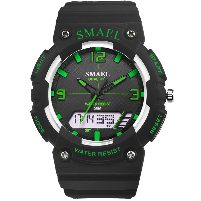 SMAEL 1539 Student Sport Watch Casual Style Waterproof Digital and Analog Dual Display Wristwatch
