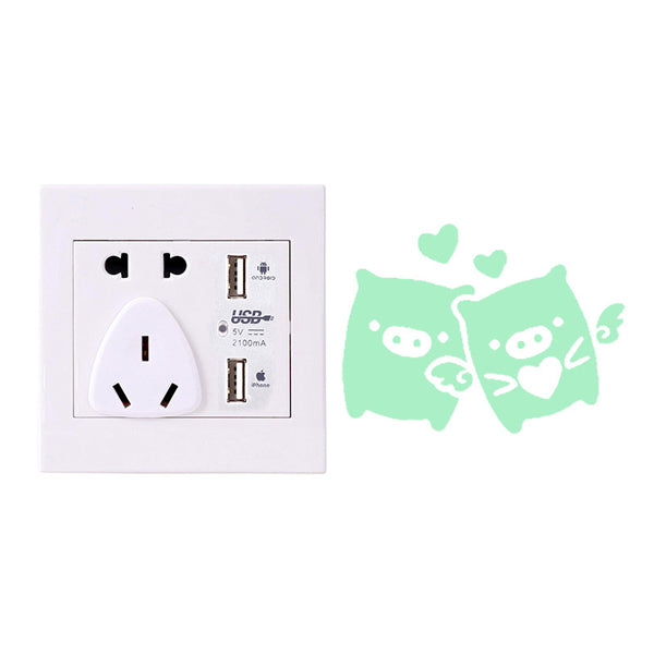 Pig Creative Luminous Switch Sticker Removable Glow In The Dark Wall Decal Home Decor