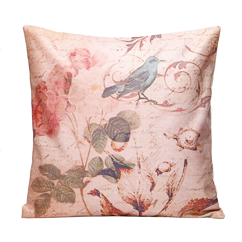 45x45cm Bird Flax Square Pillow Case Cushion Cover Sofa Throw Home Bedroom Decor