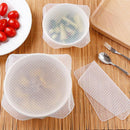 4Pcs/pack Transparent Silicone Cling Seal Film Multifunctional Food Fresh Keeping Saran Wrap