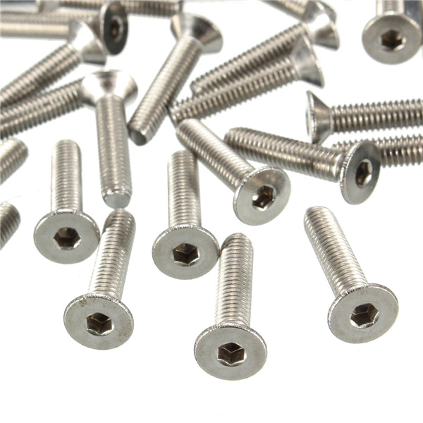 Suleve M4SH2 50pcs Metric M4 Stainless Steel Countersunk Flat Head Hex Socket Cap Screw Bolts