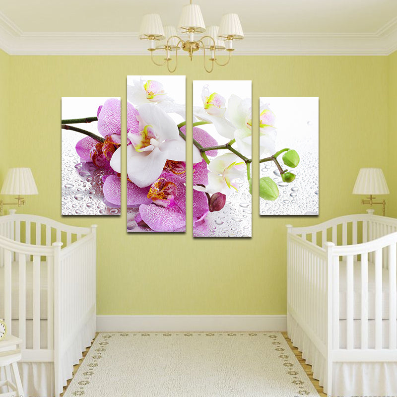 Miico Hand Painted Four Combination Decorative Paintings Botanic Phalaenopsis Wall Art For Home Decoration