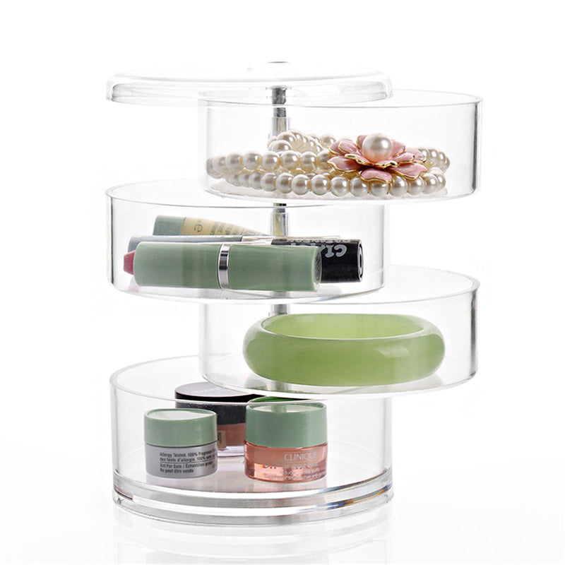 360 Degrees Rotating Cosmetic Makeup Organizer Storage Box Shelf Display Acrylic
