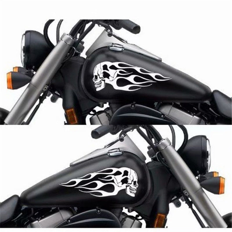Car Sticker Motorcycle Skull Flame Stripes Gas Tank Vinyl Decals Universal