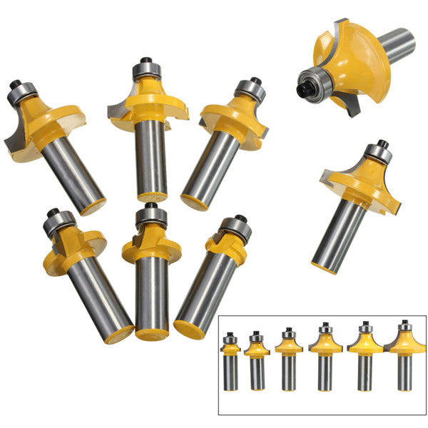 6pcs 1/2 Inch Shank Round Over Router Bit Set Tungsten Wood Working Tool