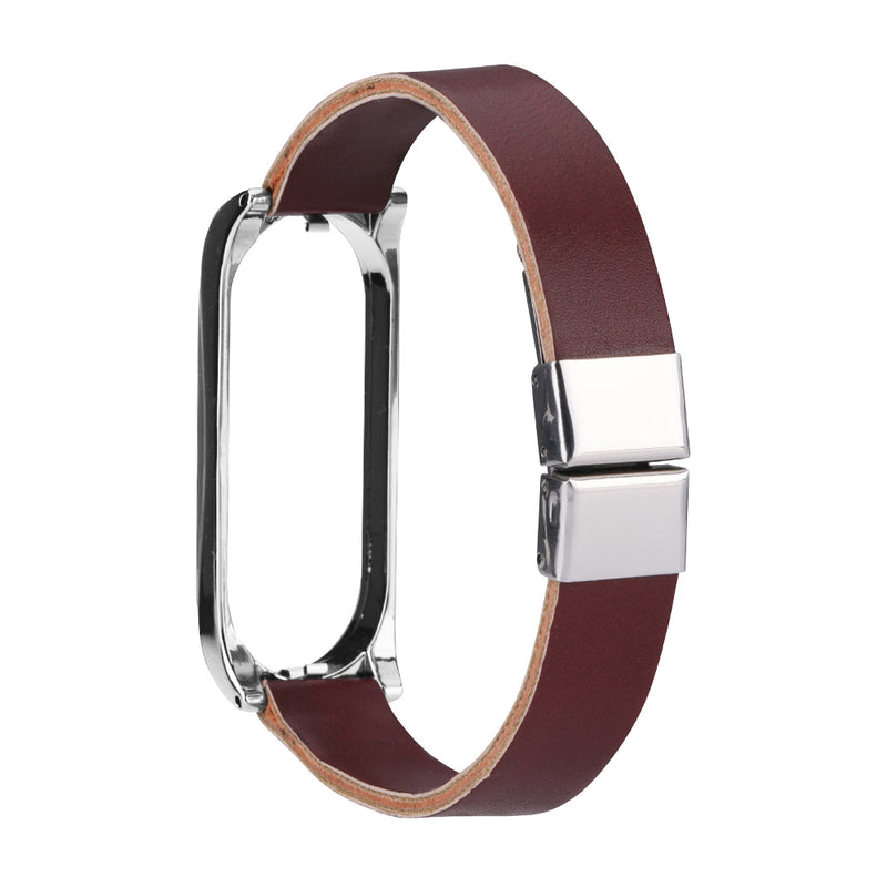 Bakeey Retro Butterfly Push Button Deployment Buckle PU Leather Watch Band Strap Replacement for Xiaomi Mi band 3 Xiaomi Mi band 4