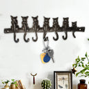 Cat Kitten Tail Cast Iron Wall Hook 6 Hooks Coat Keys Towel Rack Cloth Hanger Home Organizer