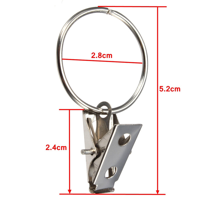 10pcs Metal Shower Curtain Rod Hook with Clip Bathroom Fitting