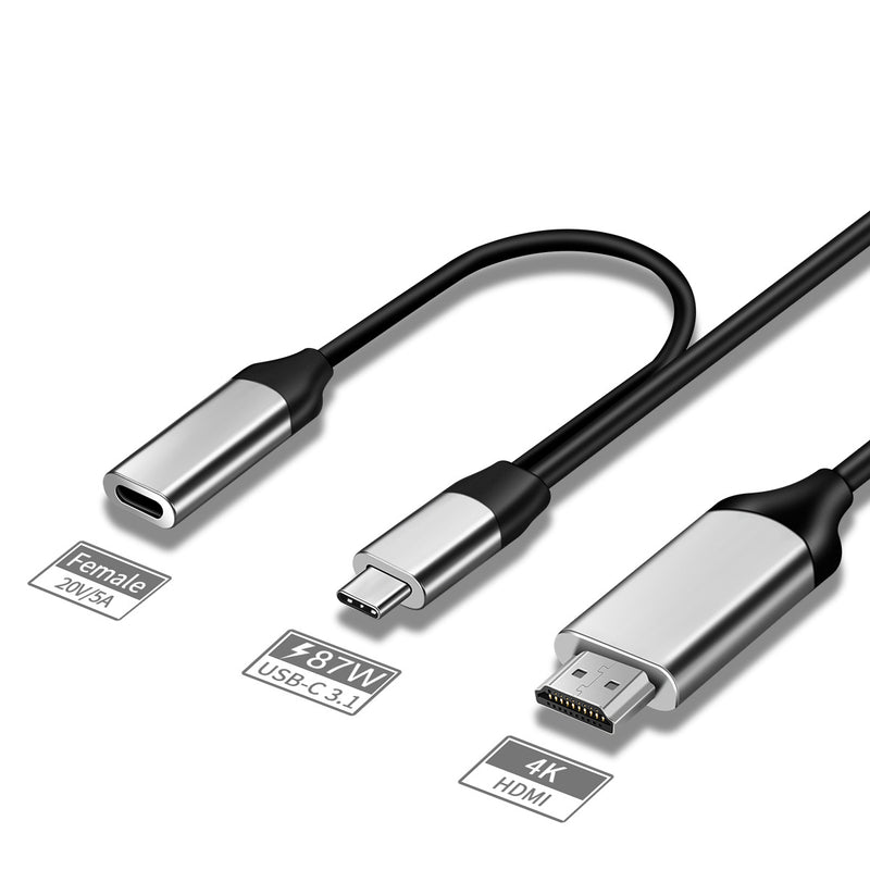 Bakeey USB-C Adapter Converter to 4K HD Display Port + 100W Type-C PD Charging Port for Smart Phone Tablet Laptop MacBook